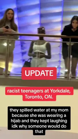 Teens throw water on a woman wearing a hijab 😢💔#toronto #canada #muslim #racism #hijab #yorkdale #foryou 