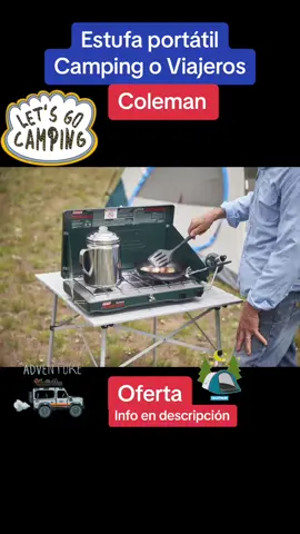 Estufa Coleman portátil de portafolio, súper resistente 💪🏻 de gas,  Especial para camping y viajeros 👌🏻 🏕️  ✅ precio de oferta $1399 🚫 Precio Normal $2,499 💙 Gracias por seguirnos para más ofertas 👍🏻 Realizamos envíos nacionales por $100 Pesos  ASADORES Y ESTUFAS Ligeras y portátiles, estas parrillas de gas propano portátiles están hechas para viajar, por lo que cualquiera puede convertirse en un chef al aire libre, creando las comidas más sabrosas en cualquier lugar ya cualquier hora. * 5.86 kWh totales en dos quemadores de alto desempeño * Sistema WindBlock protege del calor máximo * Sistema de control de la presión PerfectFlow, tecnología PerfectHeat para la eficiencia de los quemadores y la vida óptima del producto * Sobres de cocina aluminio-acero resistente al óxido * Utiliza cilindro de gas propano Coleman (no incluido) Descripción Cocine el desayuno, el almuerzo y la cena en una estufa confiable que se empaqueta fácilmente con la estufa de camping de gas propano clásica Coleman. Los 2 quemadores emiten un total de 20,000 BTU de potencia para asar y están protegidos del viento por paneles ajustables para bloquear el viento. Tenga la seguridad de que su estufa funcionará constantemente incluso en condiciones extremas gracias al regulador de presión.