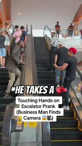 Business Man Finds The Camera 🎥🚨😱 #fyp #prank #fypシ #foryoupage #escalator #businessman #foryou 