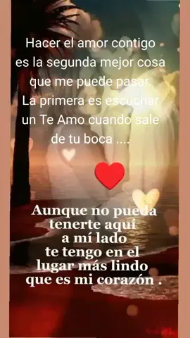 Hacer el amor contigo es la segunda mejor cosa que me puede pasar. La primera es escuchar un Te Amo cuando sale de tu boca ....