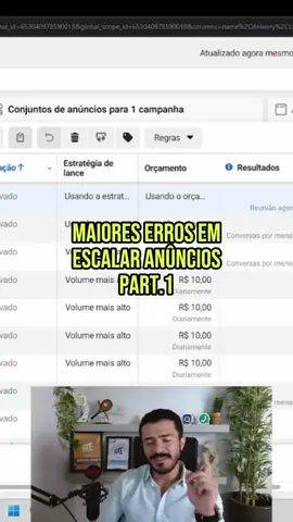 Jeito errado de escalar suas campanhas Parte 1 #trafegopago #anunciosonline #vendasonline #googleads #facebookads #instagramads 