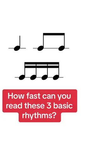How fast can you read these 3 basic rhythms? A rhythm sight reading practice exercise for musicians. 🥁🎵 #sightreadingchallenge #rhythmreading #musiciansoftiktok #rhythmchallenge #musicianchallenge #drummingchallenge 