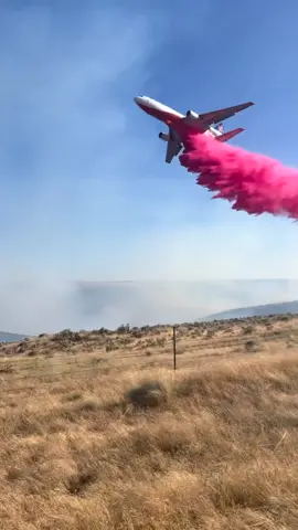 10 Tanker retardant drop on the Devil's Butte Fire. #devilsbuttefire #unitedstates #oregon #10tankerair #fyp #fypシ #fypage #airtanker #wildfire #firefighter #firefightertiktok #firstresponders #backthered #thinredline #heros #repost #airplane #aviation 