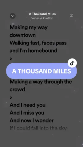 A Thousand Miles - Vanessa Carlton #lyrics #spotify #fyp 