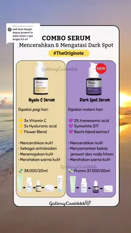 Membalas @h.aulia12 Cocok banget nih buat bekas jerawat, bintik hitam, warna kulit tdk rata sekaligus mencerahkan🥰✨ #darkspotserumtheoriginote #hyalucserum #theoriginote #txa377darkspotserum 