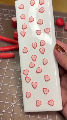 Making some strawberry canes to make strawberry sandos for the next shop update 🍓🍞 #art #artist #polymerclay #miniature #cute #crafts 