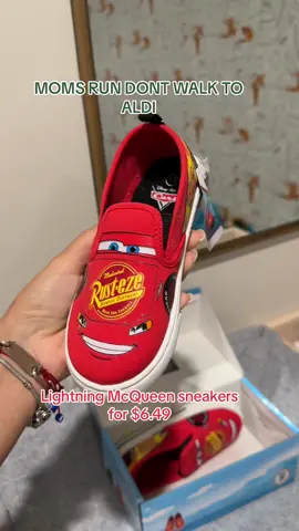 Lightning Mcqueen sneakers for only $6.49 🤩 #aldifinds #alditiktok #lighteningmcqueen #toddlermoms 