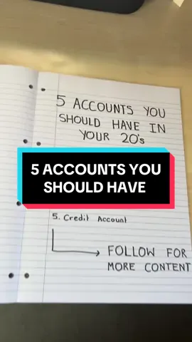 5 Accounts you SHOULD have in your 20’s. How many do YOU have? 👇 #LearnOnTikTok #personalfinance #finance 