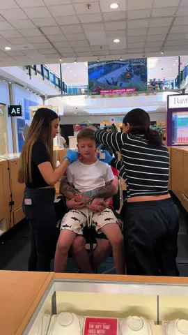 My sons first time getting a piercing 🤣😭 #curseword #kidsbelike 