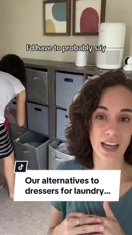Disclaimer: I know this might not be for everyone, but if you struggle with laundry, specifically kids laundry, this may just be a lifesaver. I personally always hated trying to fold all the little clothes and then put them away only to have them messed up the first time someone went to find an outfit. A few years ago I saw a video someone shared where the mom used cube storage for all her kids’ clothing and I knew we had to try it. We hang dresses in the closet, but otherwise each of our girls get 4 cubes.  1. Underwear, undershirts and socks 2. Tops 3. Bottoms  4. Pjs Having all 3 girls clothing in the same place makes it very easy for me to grab our daily load of laundry, sort it right there and throw their clothes in their cubes. Also easy for the older two to help put away and find their clothes. I then just have to fold my husbands and mine. Saves me a lot of time just sorting their clothes and no worries they will mess up all the folding when looking for an outfit. Also, their clothes are so small they don’t get wrinkly at all in the cube. If you’re going to try it, I recommend getting the Better Homes and Garden cube storage as their cubes are 15” and have more room than some. Is this something you’d try? Or are you team fold? Let me know in the comments!  #simplifiedhome #simplifiedlaundry #minimalhome #minimalmom #laundryhack #laundrytips #cubestorage #laundrycubes #kidslaundry #laundryoverwhelm #organizedhome #organizelaundry 