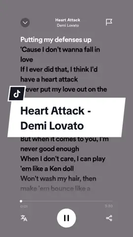 Heart Attack - Demi Lovato #demilovato #heartattack  #lirik #fulllyrics #liriklagu #youmakemeglow #Yumek Mi Glow #spotify #tiktoksong #spotifylyrics 