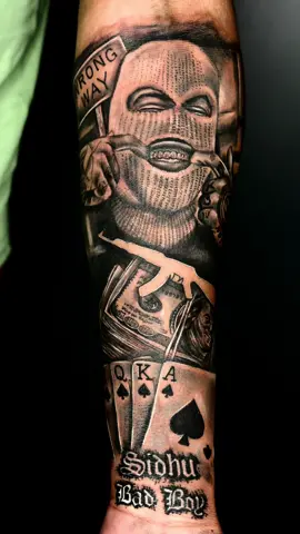 Gangster Gangster yeah #blackandgreytattoo #tattoos #tattoo #forearmtattoo #fyp #westwolftattoos #melbourntattoo #skimasktattoo #ganstertattoo #sidhumoosewalatattoo #sidhutattoo #punjabisong #sidhumoosewala #tattoolover #pindawale #punjab #sidhumoosewalafan #fypシ #inked #tattoolife #tattooforlife #gettatto #lovetattoo #tattoovideo @Sidhu mallah Rasulpur 