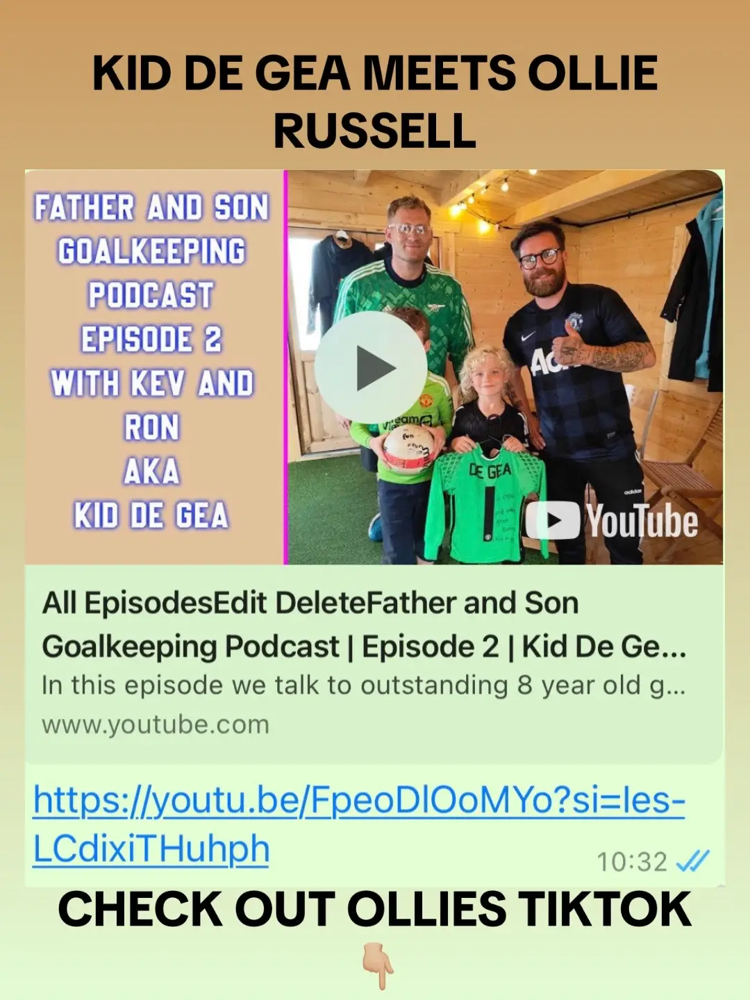 Kid De Gea Meets Ollie Russell for a Podcast, Out Noe on Youtube & Spotify #kiddegea #yesollie #goalkeeper #podcast #gkunion #fyp