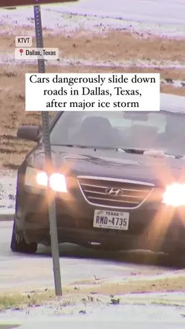 Cars seen sliding on roads in Dallas, Texas, after major ice storm #shorts