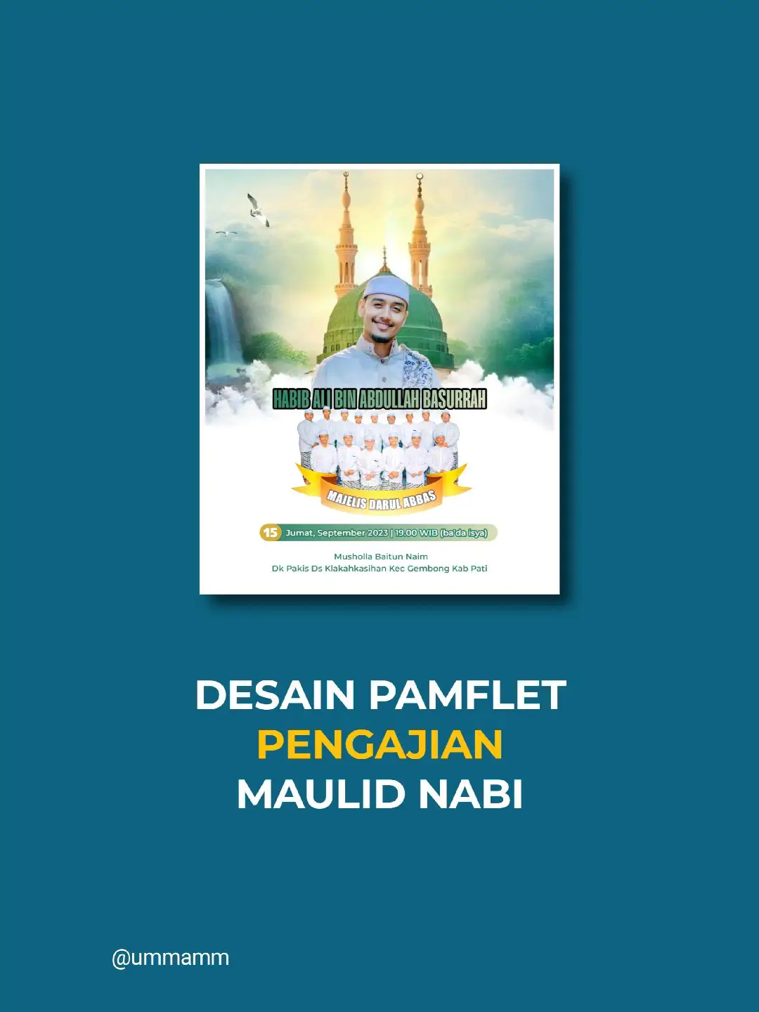 desain pamflet pengajian maulid nabi Muhammad SAW. #kudus #pixellab #pamflet #tutorial #poster #pengajian #editor 
