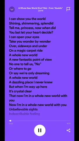 A Whole New World - Zayn & Zhavia Ward #awholenewworld #zayn #zaynmalik #zhavia #zhaviaward #lyrics #liricssong #lovesong  #lirik #lirikspotify #laguviral #lagubaper #lagugalau #foryou #fyp #fypシ 