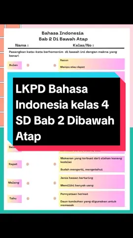 LKPD Bahasa Indonesia Kelas 4 SD Bab 2 Di bawah Atap#fypシ #abcdefu #kelas4a #kurikulummerdekabelajar #bahasaIndonesia 