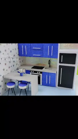 Miniature Kitchen from Cardboard #miniature #kitchen #miniaturekitchen #DIY #cardboardroom #birparçakağıt #birparcakagit 
