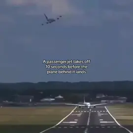 A passenger jet takes off 10 seconds before the plane behind it lands