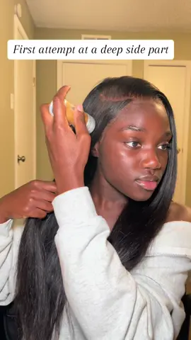 I feel like i lowkey messed it up ngl  • • • • • • #sidepartwiginstall #bodywavewigs #wigstyling 