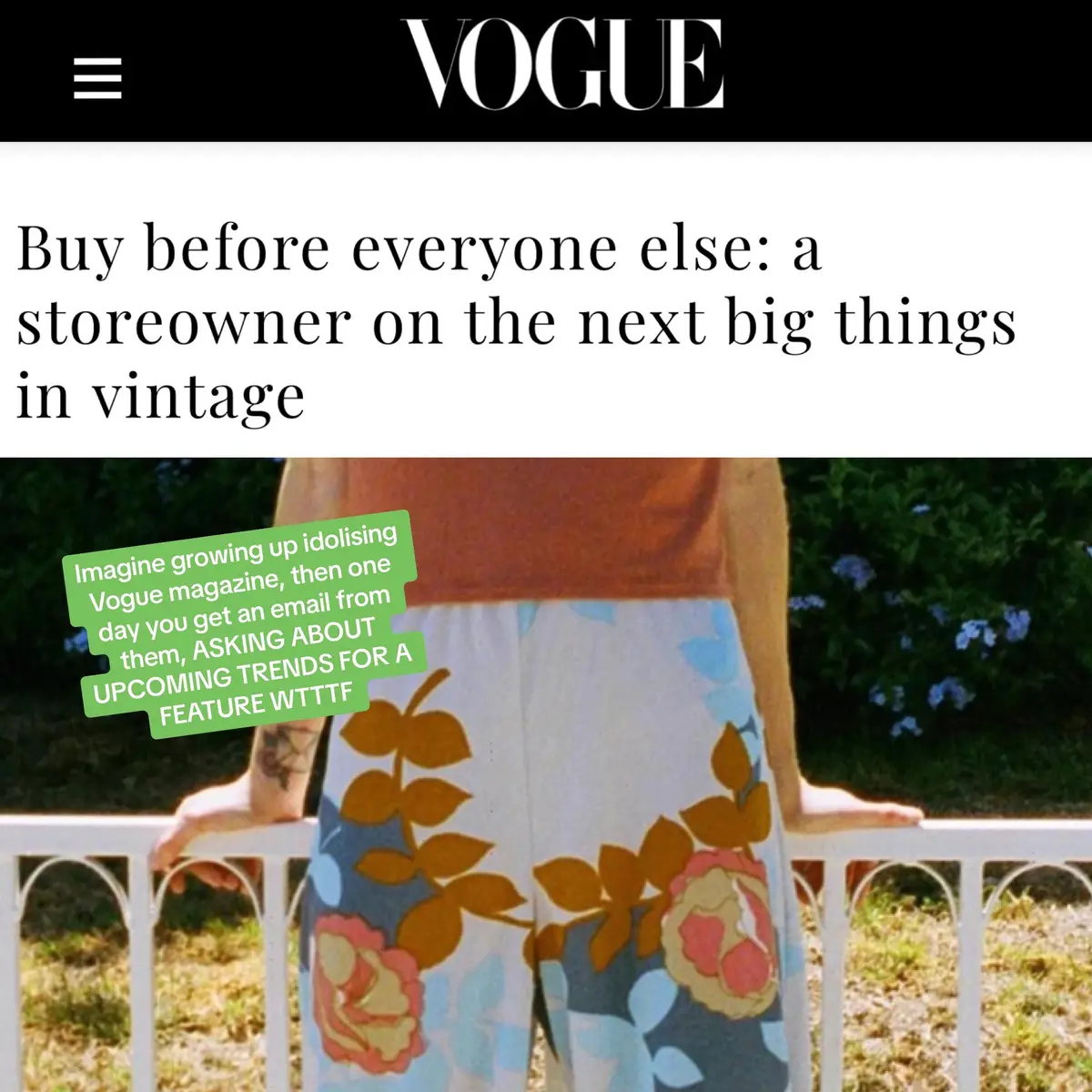 2016 was a vibeeee I’ll never forget the day i woke up and opened my laptop to an email from Vogue. Still doesnt feel real hehe.  #vintagecurator #vintagebuyer #personalthrifter #opshop #vintagereseller  #vintagefashion 