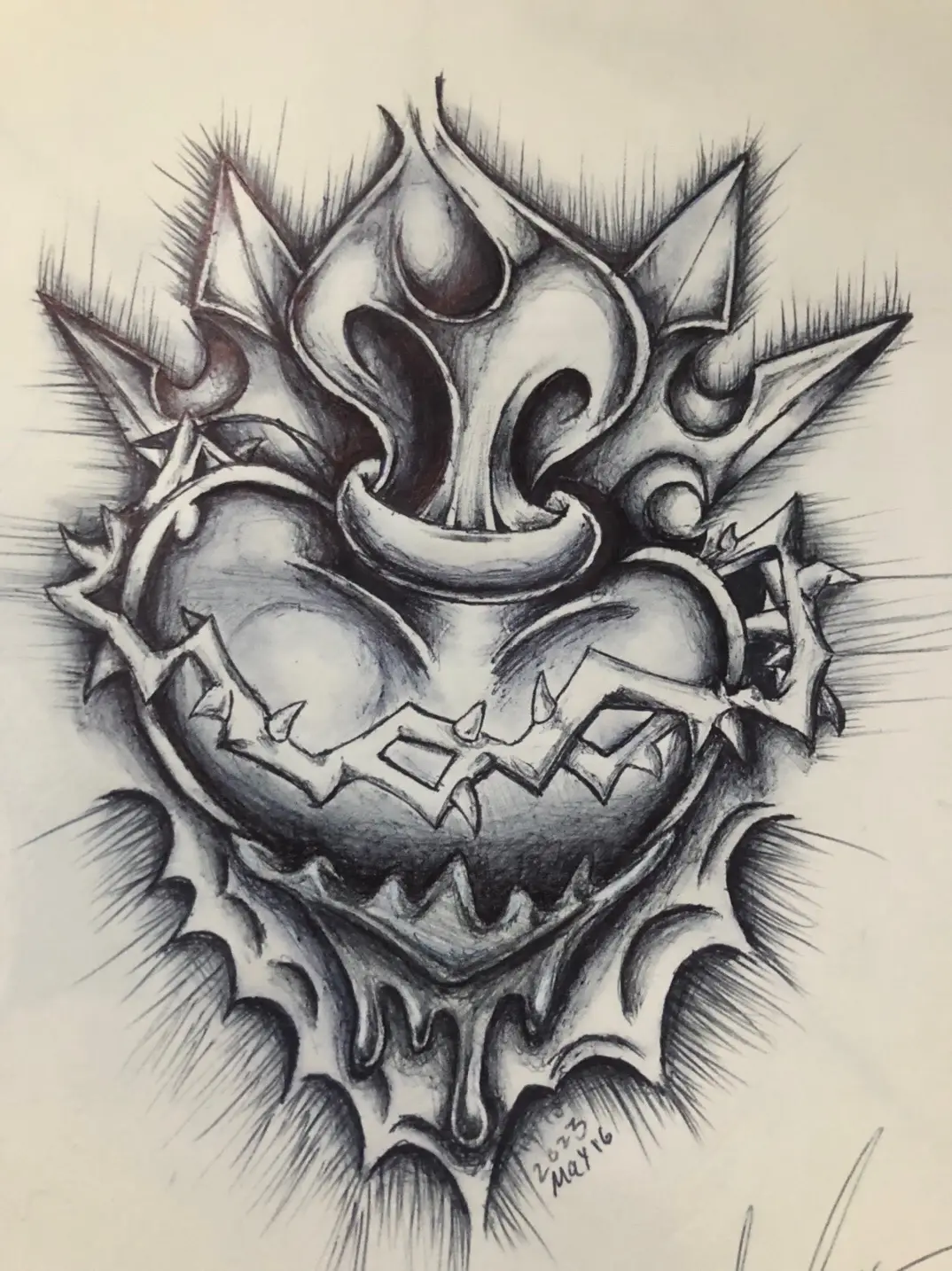 ❤️‍🔥sacred heart❤️‍🔥 ##art##ART##drawing##penart##fyp##oldschool##chicana##fy##sketching##foryoupage##chicanoart##❤️❤️❤️##saceredheart