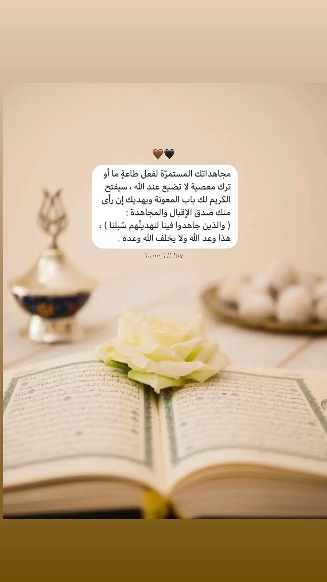 مجاهدتك على ترك ما تحبه لأجل ما يحبه الله ثقيلة على قلبك .. لكنها أثقل في ميزانك 🤎 #يارب #🤍 #🌙  #tiktokindia  #بلال_دربالي  #تيك_توك  #fyp 