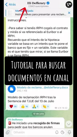 Tutorial para buscar documentos y plantillas de reclamación en el canal. El usuario es igual: Eli Defferary