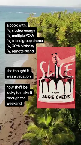 my debut novel SLICE is now available on KU and Amazon as a paperback 👀🍰🔪🩸🏝️