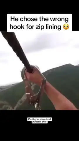 (Posting for educational purposes only) A man zipping on the world’s longest ziplone accidentally used the wrong metal hook which is only used as a safety backup. He was rescued later that day and fully recovered. #screammovie 