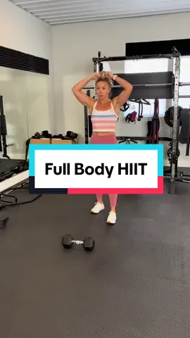 Full Body HIIT 🔥 Grab a weight. The heavier, the more intense the workout.  12 of each exercise: Squat Thrusts Curl to Press Alt Dumbbell Snatch Chest Press Leg Lift - Right Chest Press Leg Lift - Left Alt Renegade Rows 4-5 rounds total 🔥 #fullbodyworkout #hiit #workout #fullbody #legs #arms #abs #back #foryoupage #fyp #Fitness #goals #weightlifting #muscle #body #mackenziewellsfitness 