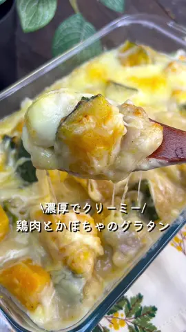 【365日時短料理】鶏肉とかぼちゃのグラタン♡ ⁡ ⁡ 濃厚でクリーミー🎃 熱々でホクホクかぼちゃがおいしいグラタンです♡ ⁡ こどもたちも大喜びすること間違いなし👦🏻👧🏻💗 ⁡ ⁡ 大人2人前 ⏰所要時間20分 ⁡ □かぼちゃ250g □鶏もも肉100g □玉ねぎ1/4個 □バター20g □小麦粉大さじ2 □牛乳200ml A塩コショウ適量 Aコンソメ顆粒小さじ1 □ピザ用チーズ50g～ ⁡ 1 かぼちゃはひと口大に切り、 耐熱容器に入れてふんわりラップをし、 600Wの電子レンジで3分30秒加熱する。 ⁡ 2 玉ねぎは薄切りにする。 鶏肉はひと口大に切る。 ⁡ 3 中火で熱したフライパンにバターを溶かし、 鶏肉・玉ねぎを入れて炒める。 ⁡ 4 玉ねぎが透き通ってきたら、 かぼちゃを加えてサッと炒める。 ⁡ 5 弱火にし、小麦粉を加えて炒め合わせ 2～3回に分けて牛乳を加える。 Aを加えてとろみがつくまで加熱する。 ⁡ 6 耐熱容器に入れてチーズをかけ、 オーブントースターで8～10分ほど加熱する。 ⁡ ⁡ #あぴかぼちゃ料理 #あぴ鶏もも肉料理 #あぴ玉ねぎ料理 このタグからほかのレシピも見れます🏷𓈒𓏸︎ ⁡ ⁡ ⁡ ⁡ ⁡ ⁡ ⁡ ⁡ ⁡ ⁡ ⁡ #時短レシピ #時短料理 #簡単料理レシピ #簡単ごはん #かぼちゃレシピ #かぼちゃスイーツ #かぼちゃ料理  #鶏もも肉レシピ #鶏肉レシピ #鶏肉料理 #グラタンレシピ  #こどもごはん #幼児食レシピ #幼児食記録 #簡単おかず 