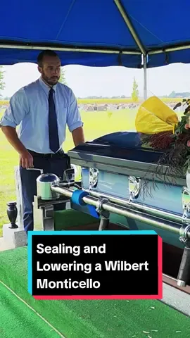 When a committal service comes to an end, the family either watches the sealing and lowering process or moves on to the repast or luncheon. The safety bars are removed and the casket is lowered into the base. The lowering device is removed, and the lid is pushed back over the base. We raise the base into the lid where the butyl seal is, remove the lid carriers and lid rails, and lower the vault as a unit.  #vaultsealing #loweringdevice #ForYou #burialvault #fypシ #wilbert #committalservice #vaultmen #graveyard #graveyardtok #cemeterytok #WilbertMonticello #kelleywilbert #Monticello #FYP #Wilbertway #tentsetup 