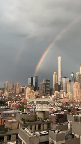 it went from thundering and pouring to the most vibrant double rainbow within minutes #nyc #newyorkcity #nycrainbow #nycapartment #september11 #twintowers911  