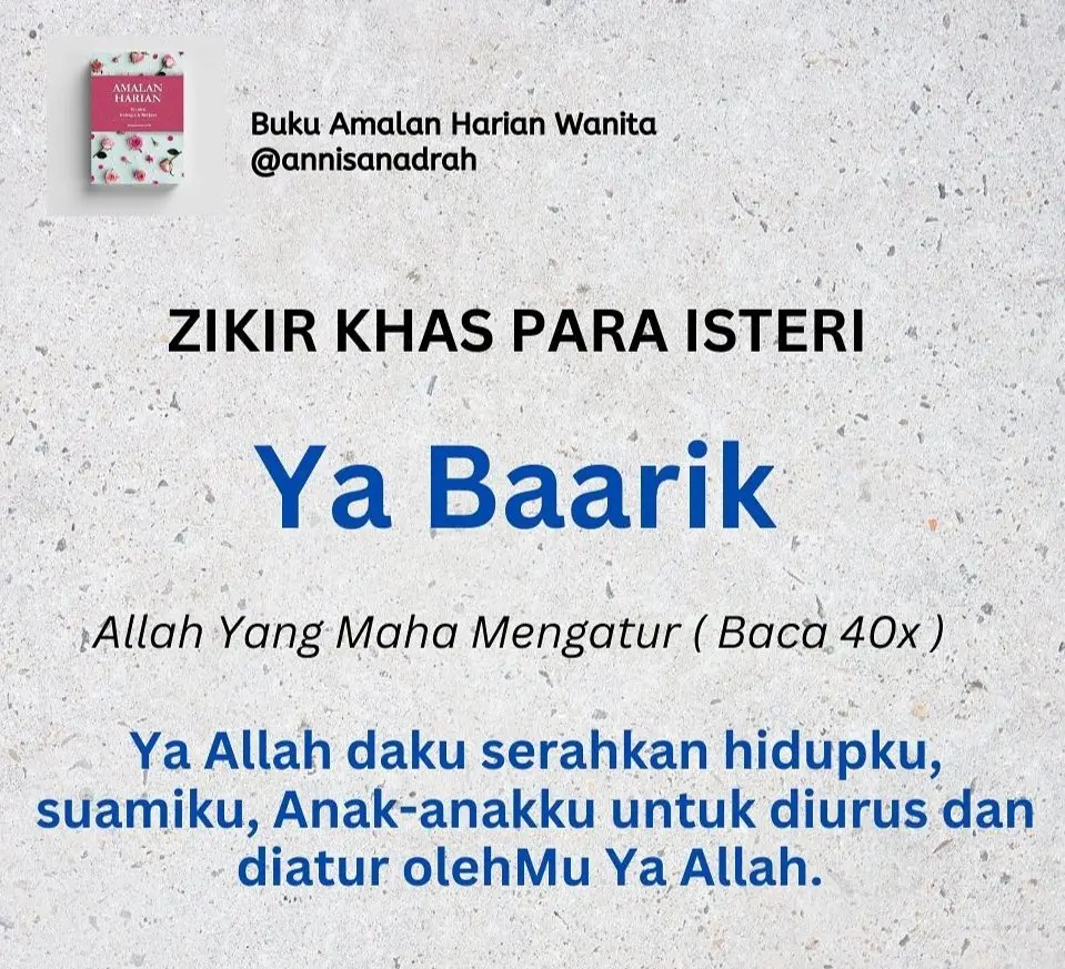 jom sama2 amalkan zikir ni... insyaallah Allah permudahkan urusan kita semua..Aminn🤲✨🤗❤️Kerdit utk pemilik Brand Annisanadrah..@annisanadrah izinkan sy share zikir ni ye..semoga memberi menafaat kpd kita semua..😊#pemilikcinta💞sidia #husbandandwife #alhmdulillah #amin🤲 #fyppppppppppppppppppppppp #fypppp #viraltiktok 