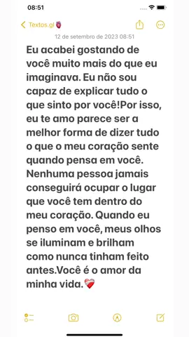Eu acabei gostando de você muito mais do que eu imaginava.🫀 #textos #textosdeamor❤️ #textosprofundos #pravidatoda❤️ #amor❤️ #euteamo #meugaroto #frasesdeamor #obrigadaporexistir 