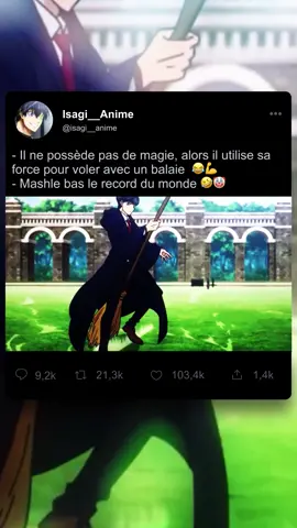 Il ne possède pas de magie, alors il utilise la forve pour voler avec un balai 🤯🤩 #mashle #drole #force #anime 