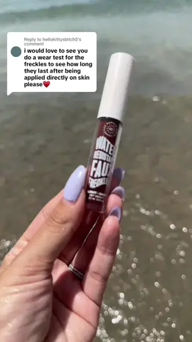 Replying to @hellokittysbitch5 they lasted about 5 hours on me this day with the extreme heat + swimming! 😍 if you need to remove them you just take them off with an oil based cleanser 💜 #fauxfreckles #waterresistantfauxfreckles #waterresistant #fakefreckles 
