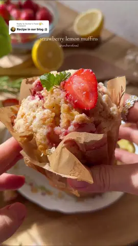 Replying to @Archer’s Food 🍯 strawberry lemon muffins recipe in our blog #muffins #lemonmuffins #FoodTok #strawberrymuffins 