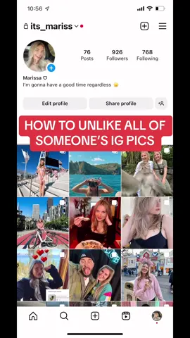 Quick lil tutorial on how to unlike every pic you’ve EVER liked!!!  Love you, btw i would never do this, its absolutely crazy and ridiculous... hah ha ha #instagram #unlike #newinstagramupdate #newfeature 