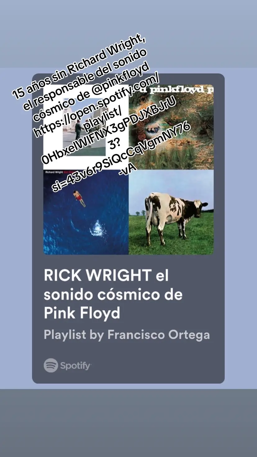 15 años sin Richard Wright, el responsable del sonido cósmico de @pinkfloyd  https://open.spotify.com/playlist/0HbxelWlFNX3gPDJXBJrU3?si=43v6r9SiQcCqVgmNY76-vA #PinkFloyd 