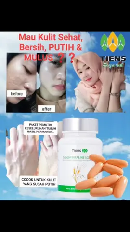 #TIENS Vitaline Pemutih Badan Manfaat dan Khasiat Produk Vitaline Softgel Tiens ❗ 💥 Manfaat dari produk vitaline softgel tiens amat bagus diantaranya untuk anak, remaja maupun dewasa (pria dan wanita), ibu hamil, menyusui, kecantikan kulit, jerawat❗ ▶️ Inilah sebagian manfaat dari vitaline softgel tiens : ✅ Menolong Memberikan nutrisi bagi kulit untuk mencerahkan, dan menjaga kesehatan kecantikan kulit. ✅ (Sebagai Pemutih Kulit Alami) Vitaline juga benar-benar bermanfaat untuk Membersihkan kulit, mengurangi dan menolong mengobati jerawat ( bekas jerawat bopeng ). ✅ Dapat membersihkan kulit, dari bekas luka dan koreng. ✅ Bagi penderita cacar, Vitaline ini bisa dioleskan ke kulit wajah dan ke seluruh tubuh, untuk menghindari terjadinya luka bekas cacar di kemudian hari ▶️ JERAWAT, Vitaline Tiens Softgel juga bisa dibuat masker, wajah untuk menyembuhkan bekas jerawat yang menghitam di kulit wajah. ▶️ (Masker Vitaline cukup dioleskan saja ke bekas jerawat yang menghitam) Bisa melawan keletihan, menambah energi. ▶️ Bisa mengurangi kelebihan lemak dalam darah, mengkoreksi penyakit pembuluh darah jantung. 💥 ANTI PENUAAN DINI, Sebagai antioksidan dan anti-aging, ( penangkal radikal bebas dan melawan penuan dini) 💥 Meningkatkan penyampaian pesan saraf, meningkatkan daya otak besar, ( Daya Ingat ) 💥 Membetulkan fungsi hati 💥 MATA, Untuk kesehatan mata dan meningkatkan pasokan oksigen, dan nutrisi ke mata. 🌟 KESUBURAN, berguna meningkatkan hormon reproduksi wanita IBU HAMIL, di minum pada bulan ke-3 usia kandungan untuk meningktkan kecerdasan dan membantu pembentukan sel otak serta bisa mencegah darah tinggi dan mencegah garis-garis pada perut serta menghaluskan kulit pasca melahirkan. ✅ Manfaat Vitaline Softgel Tiens Untuk Ibu Hamil, Menyusui dan Mata Minus Selain untuk kecantikan, manfaat produk vitaline softgel benar-benar bagus juga untuk kesehatan ibu hamil dan menyusui. 💥 Karena dalam kandungan vitaline kapsul tiens selain ada minyak pucuk gandum, beta caroten, vitamin E juga terdapat Lecitin, Lechitine yaitu bagian khususnya dalam pembentukan jaringan syaraf. ▶️ Menstimulasi pembentukan sel otak janin Mencegah kepikunan, pada usia lanjut Memperkuat tenaga ingat pada si kecil balita