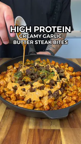 High Protein Creamy Garlic Butter Steak Bites & Crispy Potatoes! 🥩💪🏼 Ingredients: 900g Diced Potatoes (uncooked weight - Coles Carisma Potatoes - these potatoes in particular have 25% less carbs compared to regular potatoes - can be substituted for russet potatoes or spud lite) 1 Tsp Olive Oil 900g Extra Lean Diced Beef (Woolworths Heart Smart - or any lean cut beef) 5 Diced Garlic Cloves 20g Light Butter (Nuttelex Light) Season Potatoes & Beef Each With: 1 Tsp Salt 1 Tsp Garlic Powder 2 Tsp Onion Powder 1 Tsp Parsley Flakes (potatoes only) 1 Tsp Black Pepper 2 Tsp Smoked Paprika (potatoes only) Creamy Garlic Sauce: 300ml Fat Free Evaporated Milk (Carnation Light & Creamy - or low fat milk) 20g Freshly Grated Parmesan Cheese 1 Tsp Oregano 150ml Beef Stock 75g Light Cream Cheese (or light laughing cow wedges) 1 Tsp Smoked Paprika 2 Tsp Chicken Stock Powder (Vegeta Chicken Stock Powder - Low Sodium) Don’t forget to check out my digital cook book with over 150 recipes like these! 📖👨🏻‍🍳   Potato Cooking Times: Air Fry = 20 - 25 Min 200°C or 400°F (flip half way) Oven Bake = 25 - 30 Min 200°C or 400°F (flip half way) #steak #garlicbutter #steaklover #steakbites #beef #highprotein #EasyRecipes #healthyrecipes #mealprep #potatoes #lowcalorie #fatloss #weightloss 