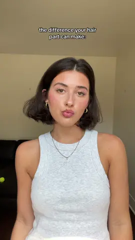The difference your hair part can make: #sidepart #middlepart #haircut #bobhaircut #shorthair 