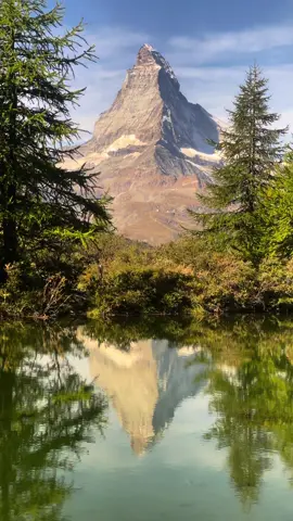 Mirror mirror on the lake what’s the prettiest mountain of them all? #matterhorn #zermatt #zermattmatterhorn #swissalps #switzerland #hikingtiktokadventures #naturevideography #peacefulnature #mountainlife #Hiking #mountainsview #mirrorlake 