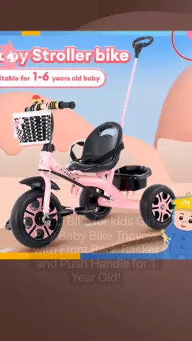 Only ₱999.00 for COD Bike for kids Girl Boy Baby Bike Tricycle with Front Back Basket and Push Handle for 1 Year Old!#bike #thankyoulord #tiktok #affiliate #affiliatemarketing 