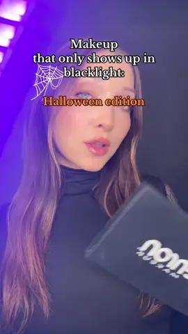 Needed a 🕸️ one! #halloween #makeuptrend #halloweenmakeup #tutorial #blacklight #uv #uvmakeup #glowinthedark #invisiblemakeup #makeup #mua #spookyseason #trend 