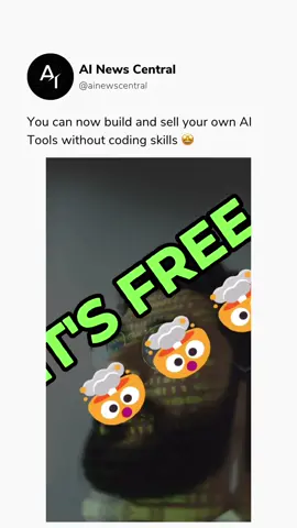 You can now build your own AI apps and sell them without coding and you can try it now for FREE 😱 - 🎥 @haonmade - #ai #artificialintelligence #ainewscentral #aitools #aitools2023 #nocode #tech #technology