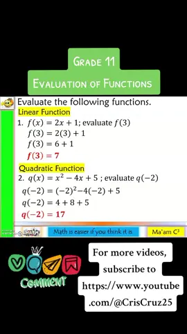 Evaluation of Functions #fypシ #shortvideos #videos #math #foryou #grade11 #genmath #function #evaluationoffunction #learningmadeeasy 