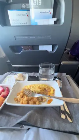 First class flight American Airlines LAX to Houston, TX #travel #breakfast #adventure #tictok #americanairlines #jet #fly #beauty #food @American Airlines #service 